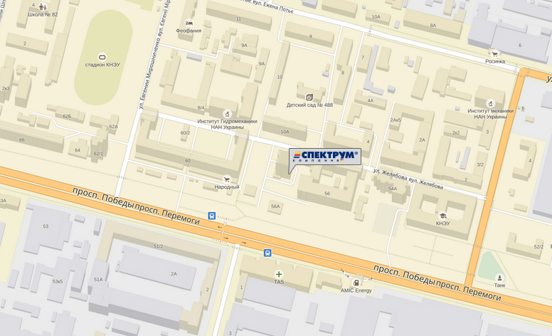Salon Spektrum na karte Kieva prospect Pobedy 58